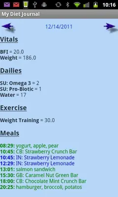 My Diet Journal android App screenshot 0